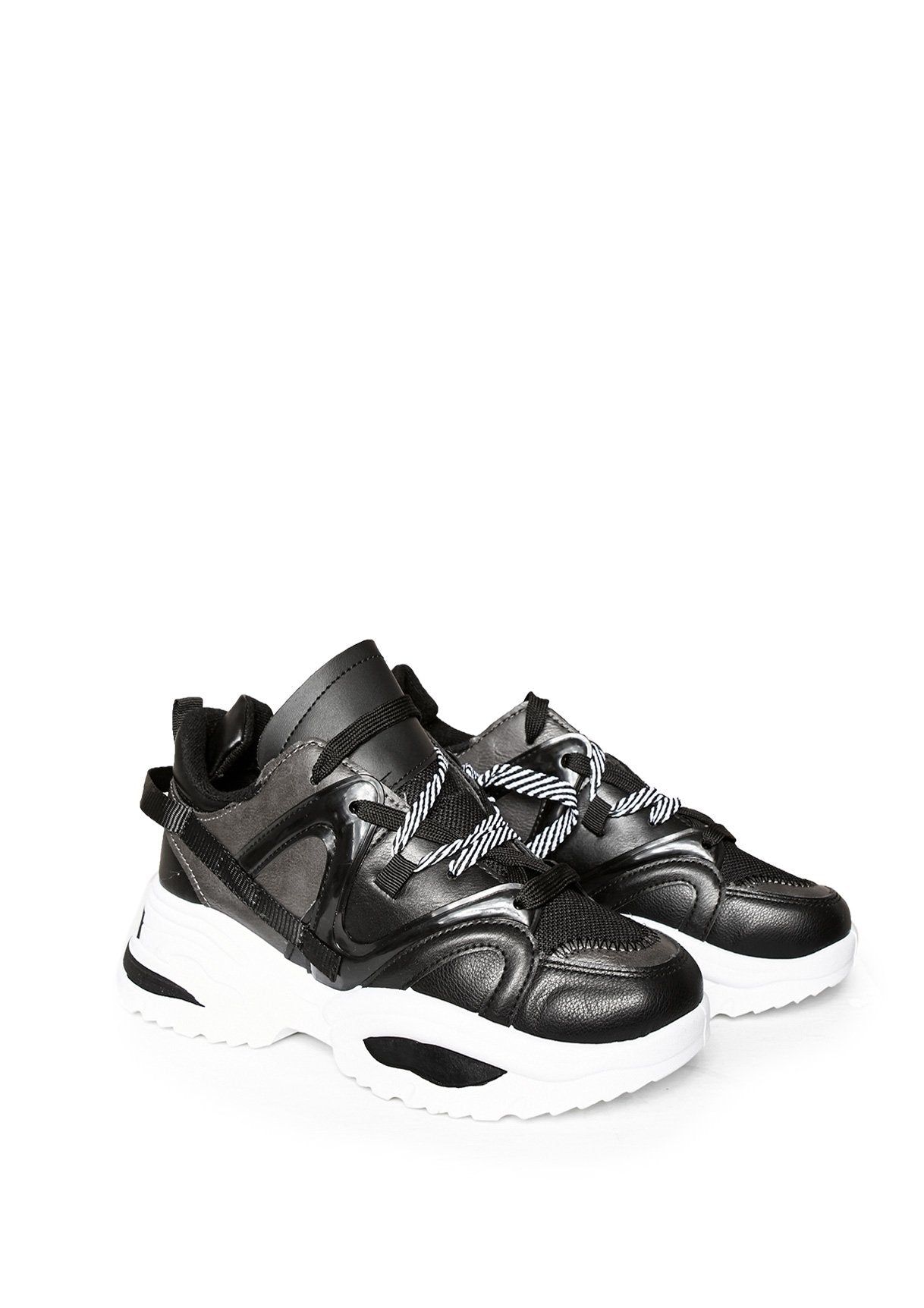 Felia Black Chunky Sole Trainers sold by Missy Empire product image thumbnail 4
