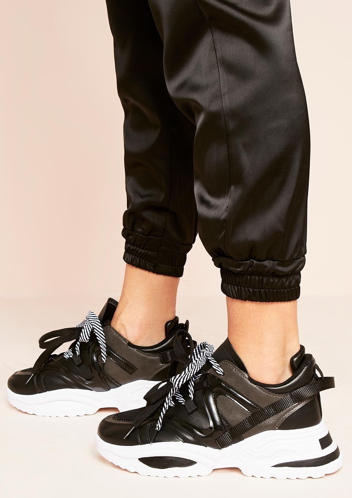 Felia Black Chunky Sole Trainers sold by Missy Empire