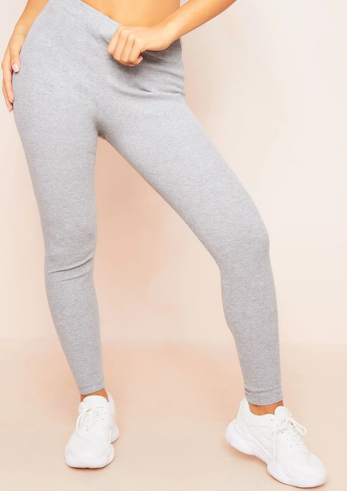 Siera Grey High Waist Thick Ribbed Leggings sold by Missy Empire product image thumbnail 3