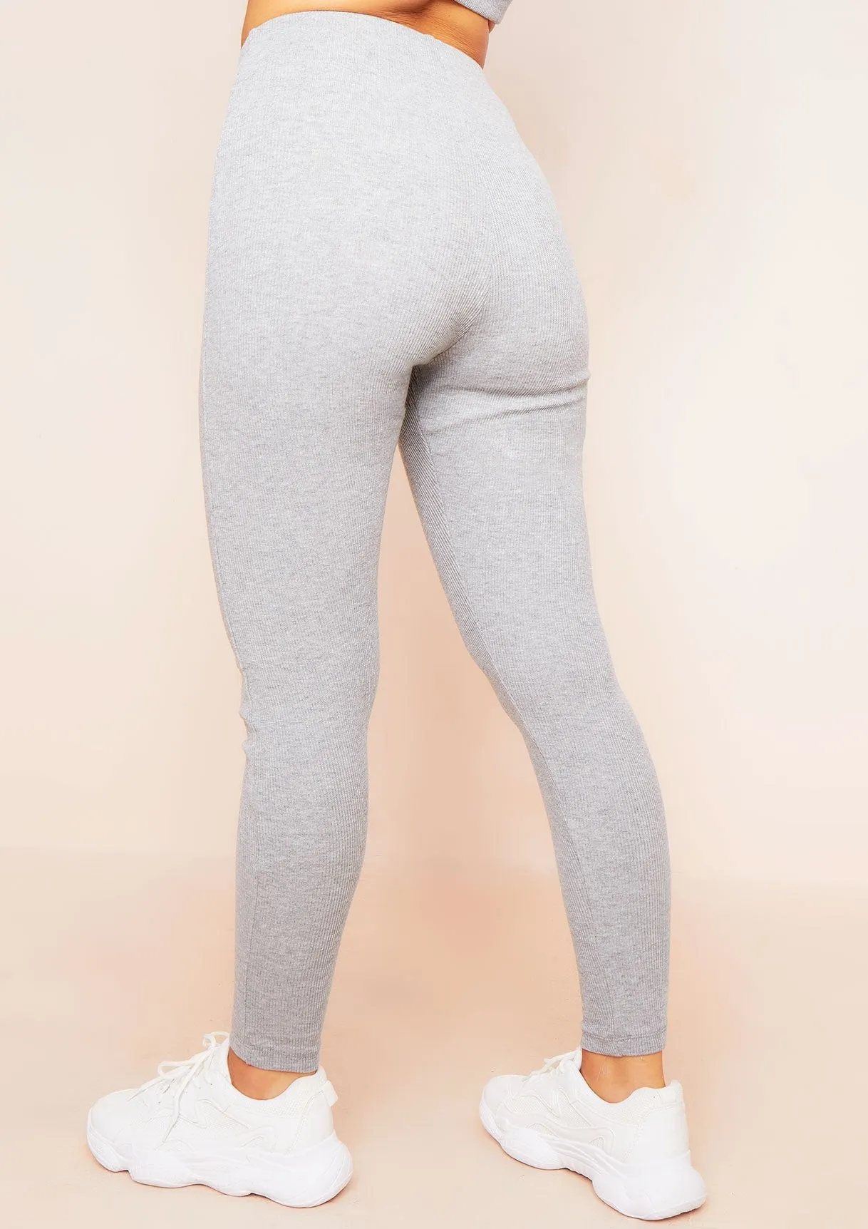 Siera Grey High Waist Thick Ribbed Leggings sold by Missy Empire product image thumbnail 4
