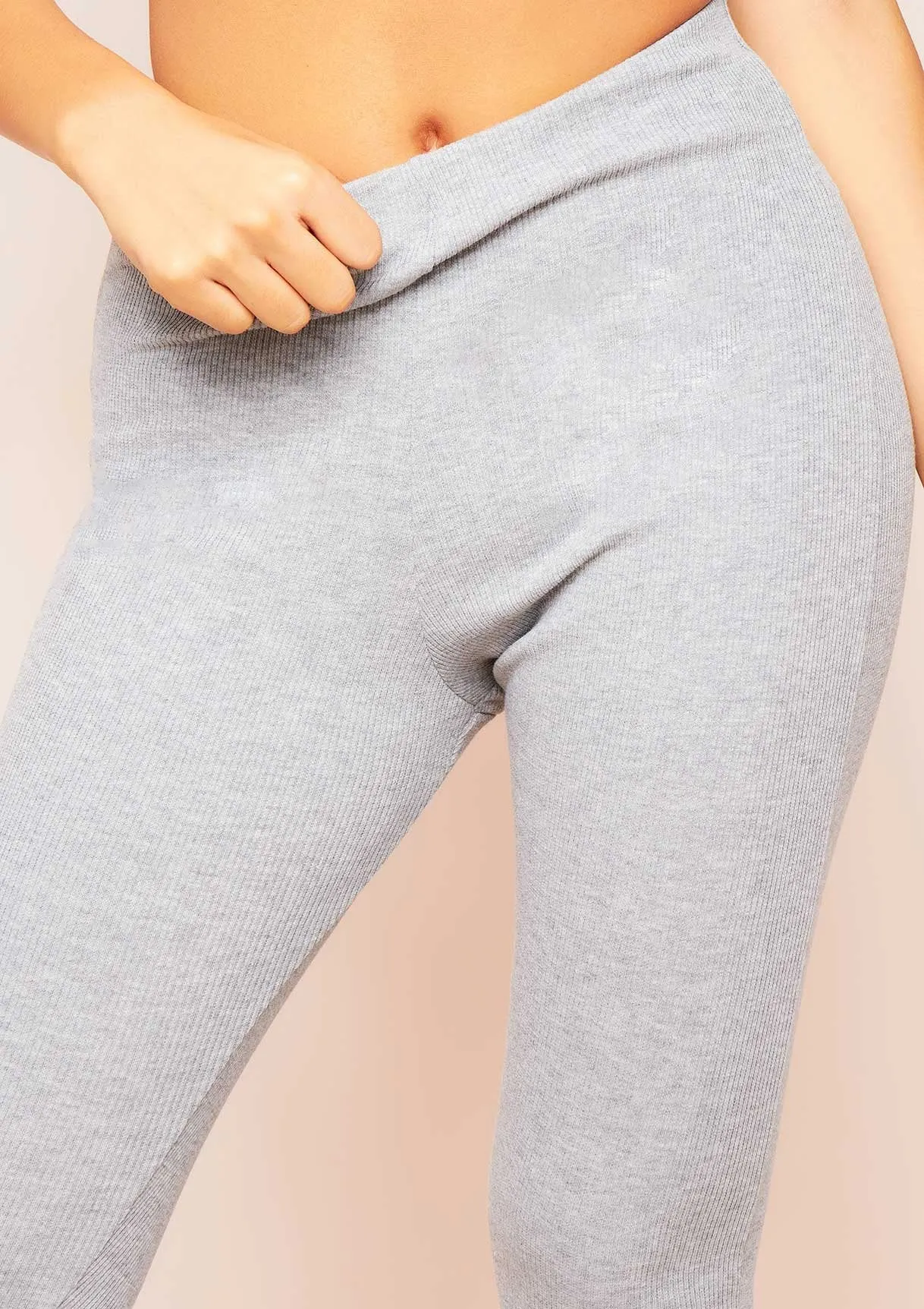 Siera Grey High Waist Thick Ribbed Leggings sold by Missy Empire product image thumbnail 2