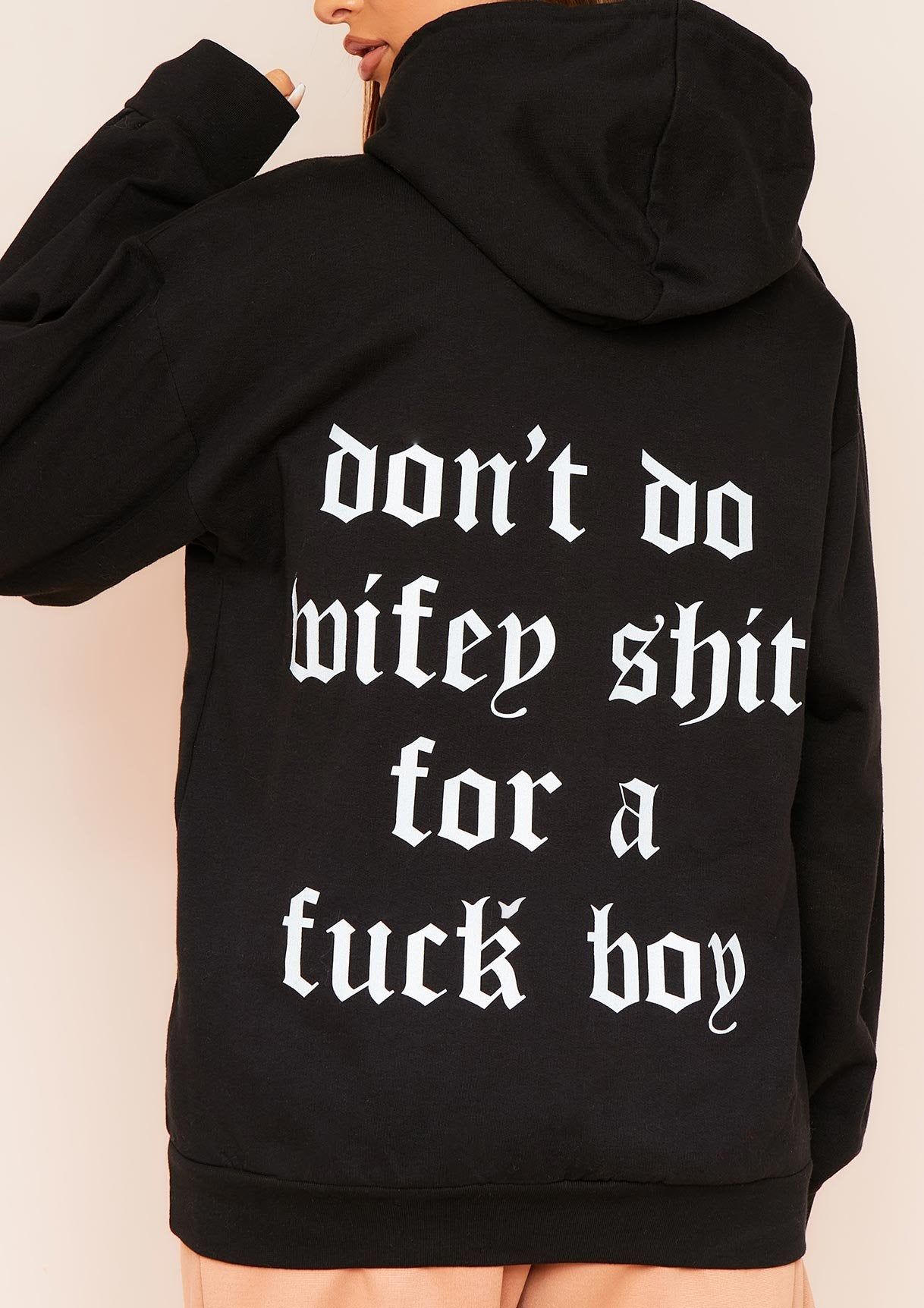 Clarina Black Wifey Slogan Hoodie sold by Missy Empire product image thumbnail 3