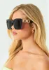 Anna Oversized Sunglasses With Gold Chain Detail sold by Missy Empire