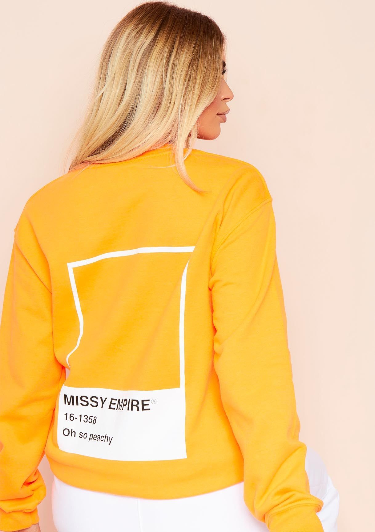 Sophie Orange Missy Empire Graphic Oversized Sweatshirt sold by Missy Empire