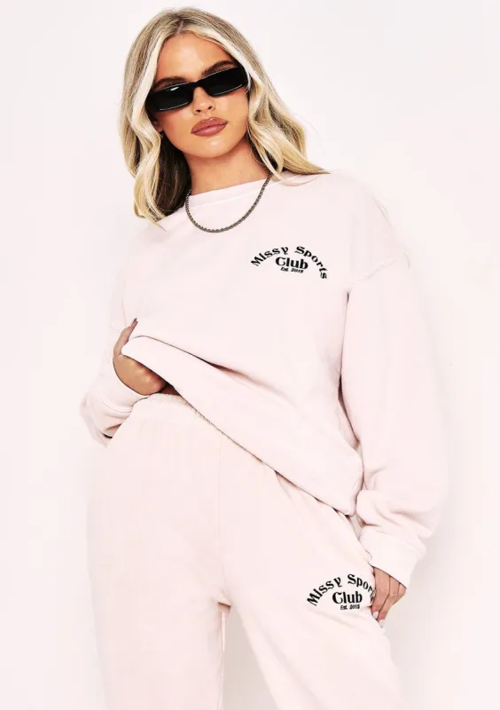 Dalia Cream Missy Sports Club Oversized Sweatshirt made by Missy Empire
