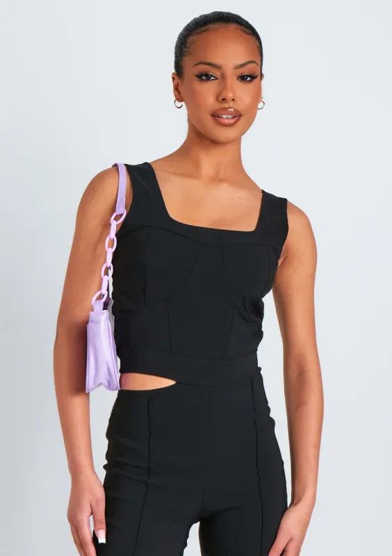 Sai Black Corset Top sold by Missy Empire