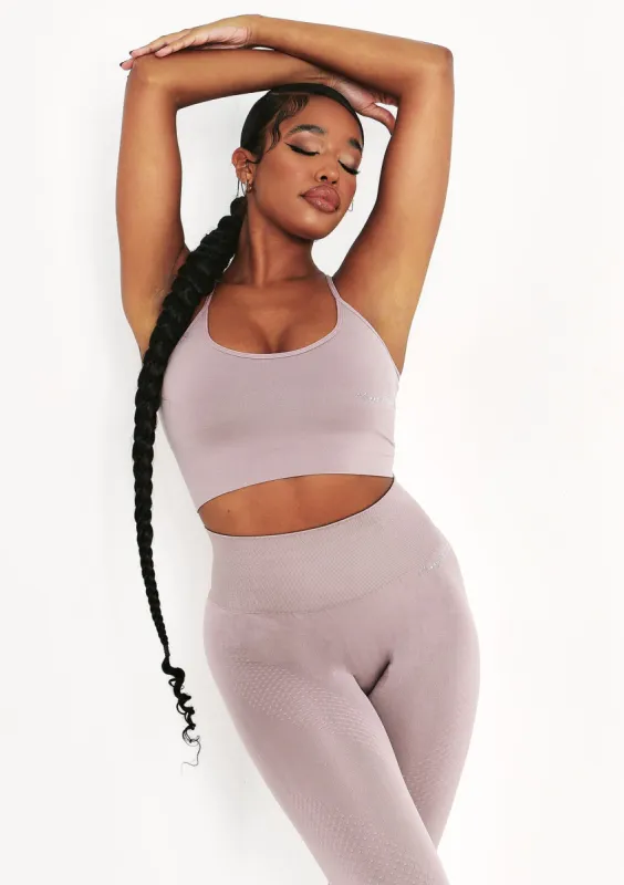 Pav Mocha Missy Sport Cross Strap Seamless Gym Crop Top sold by Missy Empire