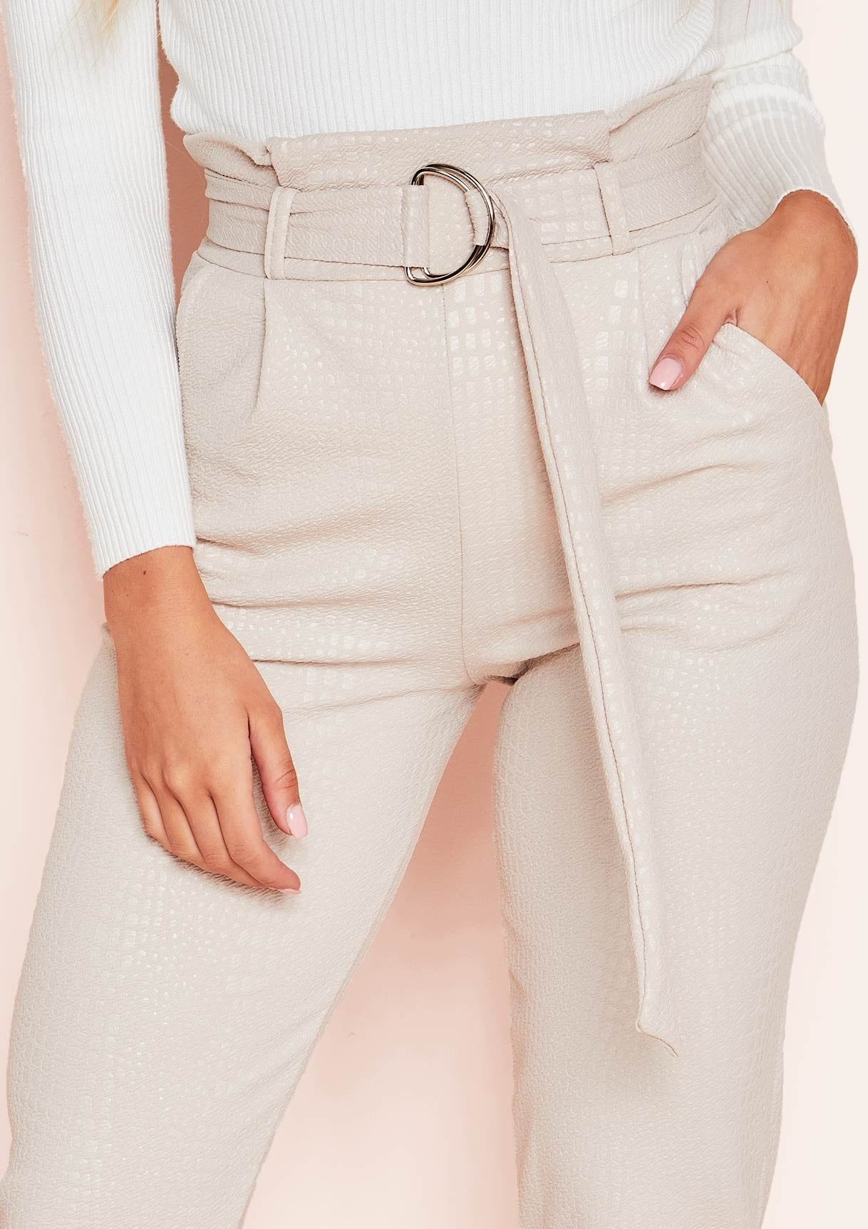 Jade Beige Snake Print Belted Skinny Trousers sold by Missy Empire product image thumbnail 5