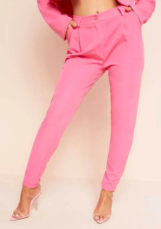 Serin Pink Plain Cigarette Trousers sold by Missy Empire