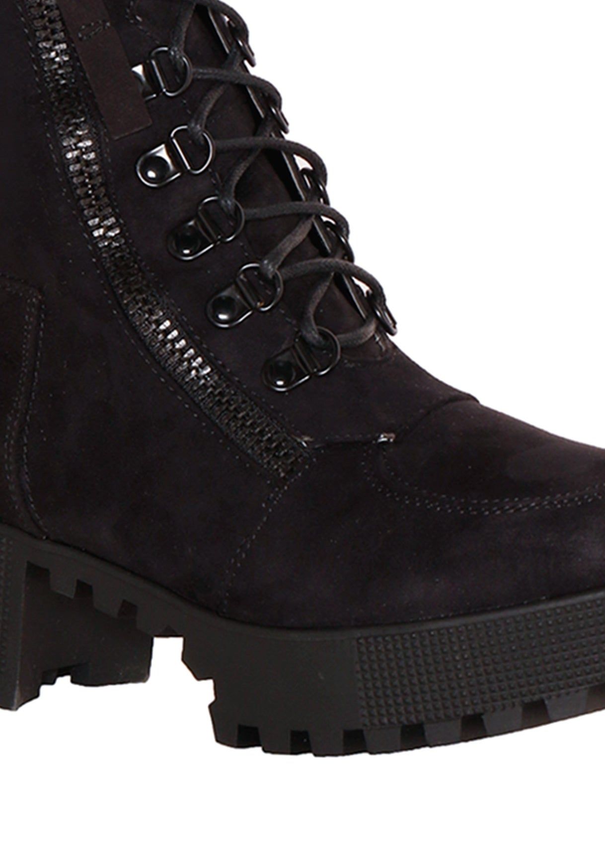 Orlaith Black Faux Suede Lace Up Boots sold by Missy Empire product image thumbnail 4