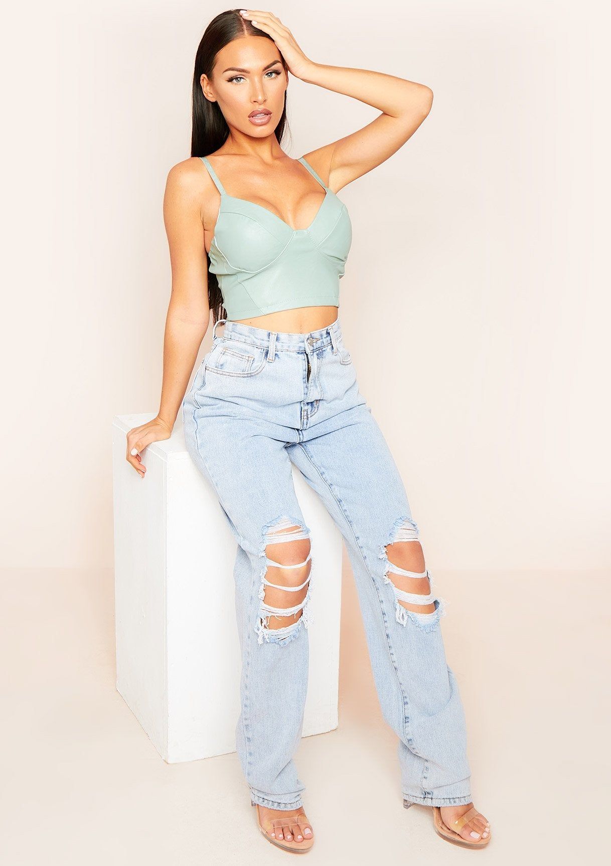 Vickie Sage Vegan Leather Cupped Strappy Corset Top sold by Missy Empire product image thumbnail 5