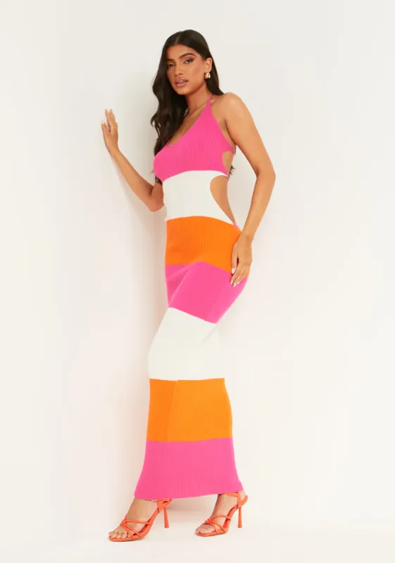 Mae Multi Stripe Knit Maxi Dress sold by Missy Empire