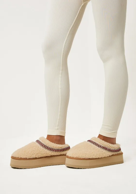 Tammy Cream Platform Faux Shearling Slip On Boots made by Missy Empire