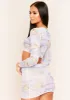 Estafana Blue Renaissance Print Long Sleeve Mesh Crop Top sold by Missy Empire