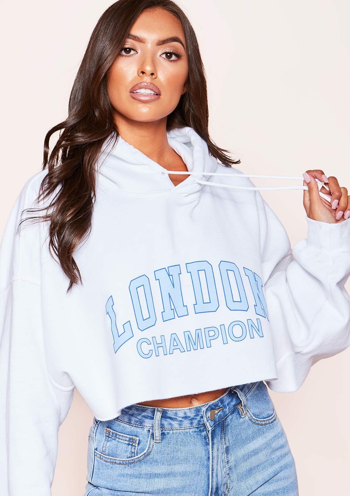 Parker White Slogan Oversized Cropped Hoodie sold by Missy Empire product image thumbnail 4