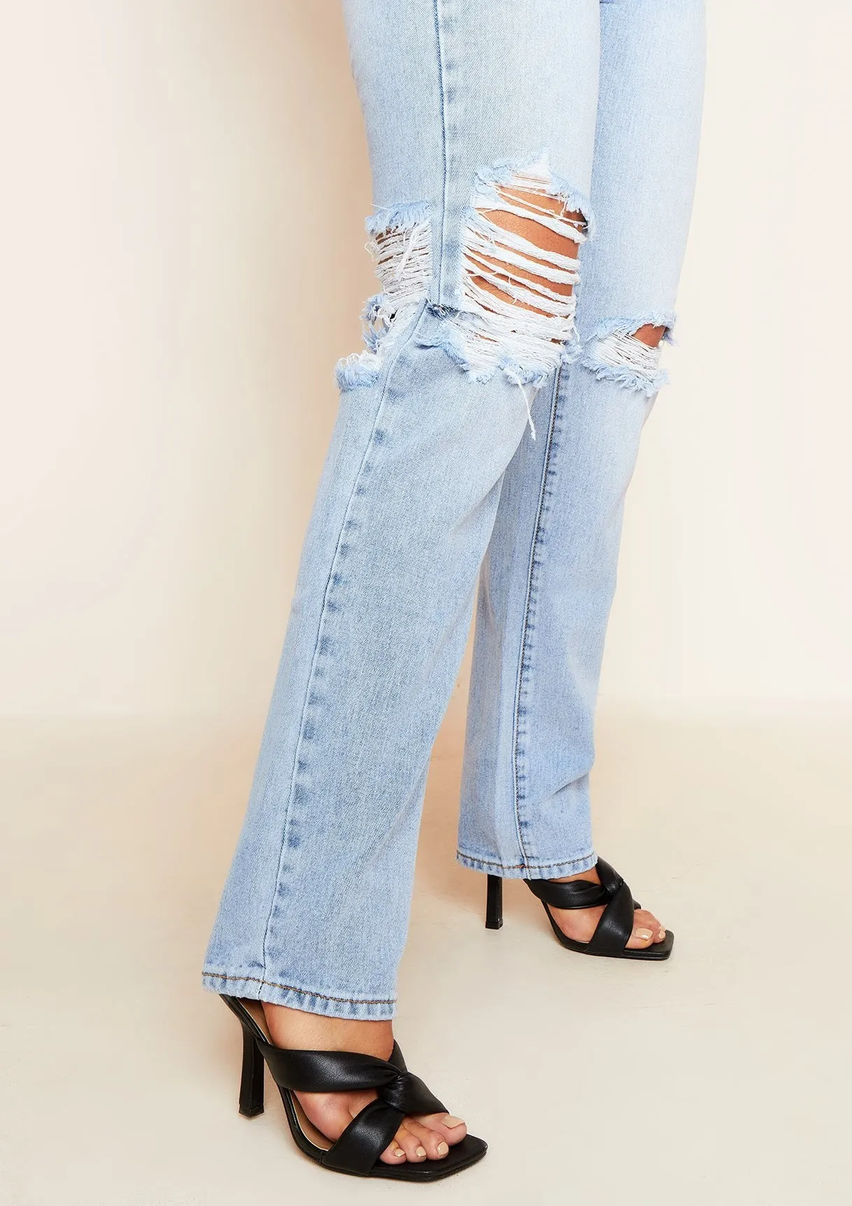 London Light Wash Ripped Jeans sold by Missy Empire product image thumbnail 3