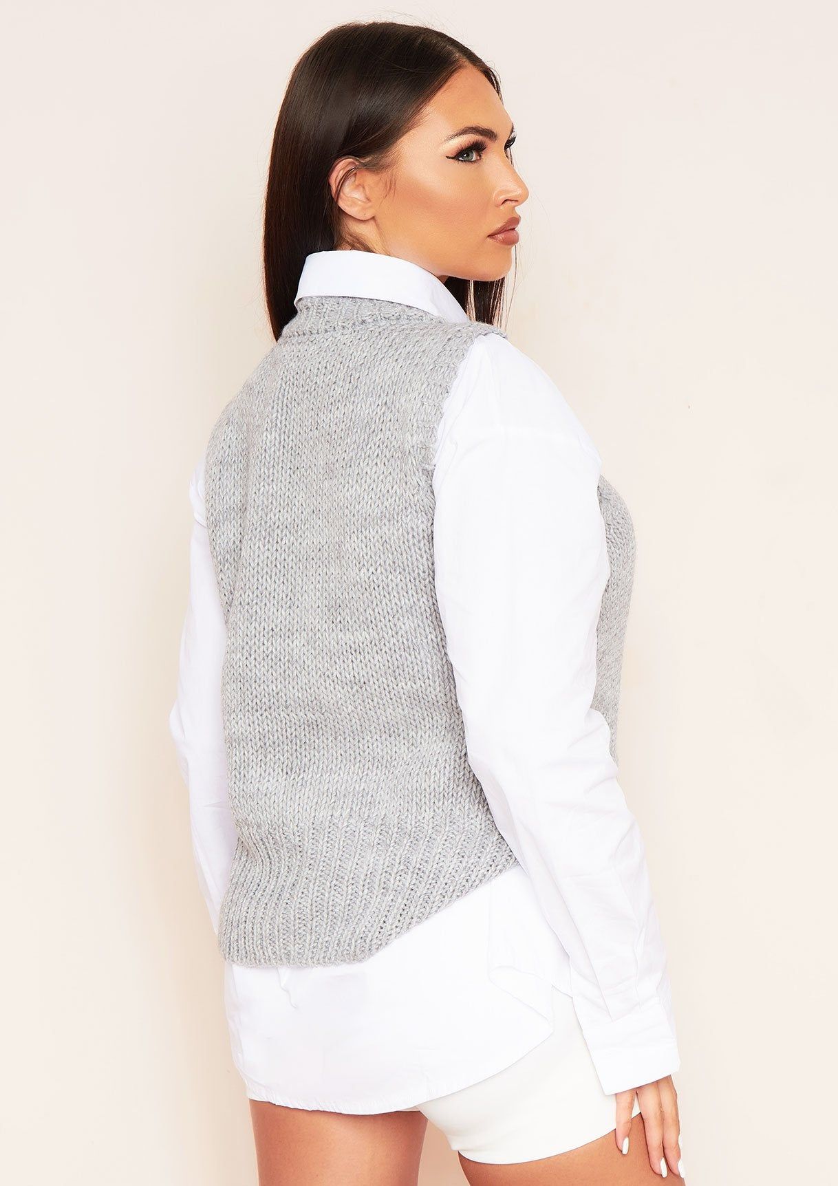 Claire Grey Thick Knitted Vest Top sold by Missy Empire product image thumbnail 4