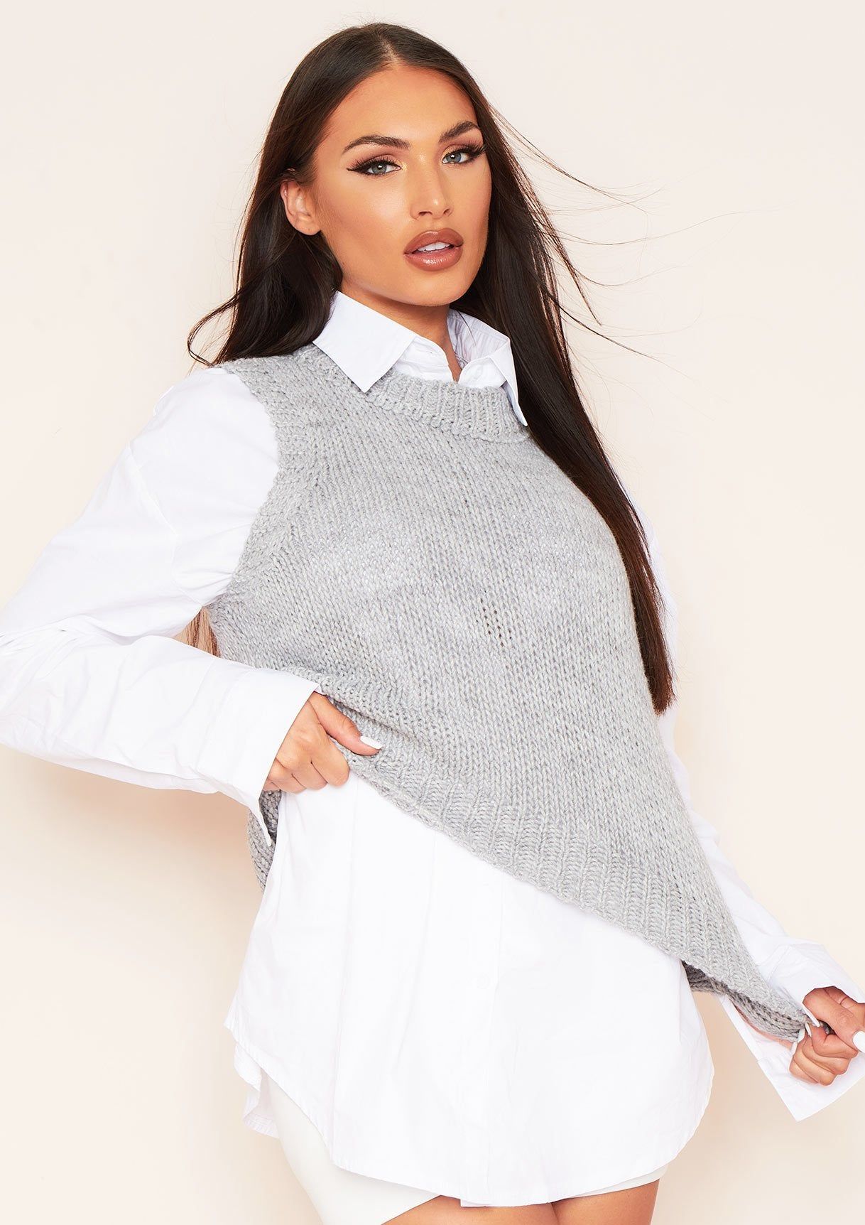 Claire Grey Thick Knitted Vest Top sold by Missy Empire product image thumbnail 2