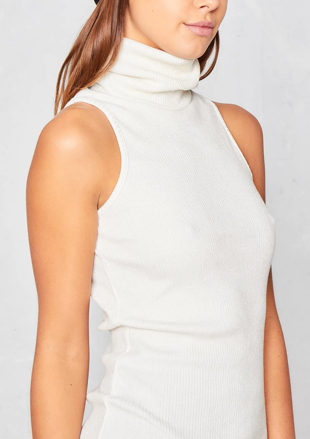 Haleigh Cream Knit Glitter Ribbed Turtle Neck Jumper sold by Missy Empire product image thumbnail 5
