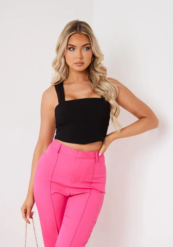 Kiana Black Mesh Sleeve Corset Top sold by Missy Empire