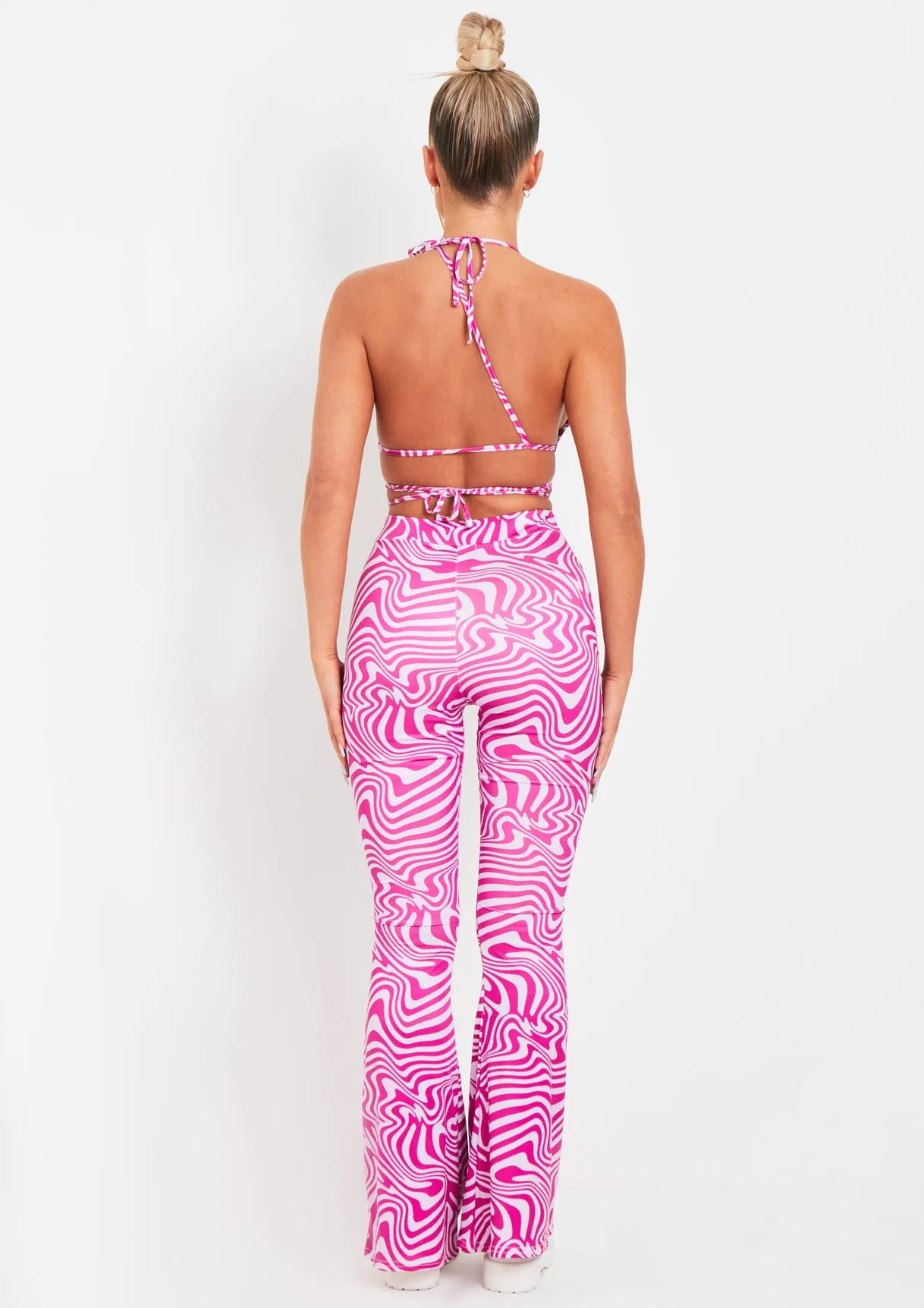Odette Purple Swirl Print Flared Trousers sold by Missy Empire product image thumbnail 3