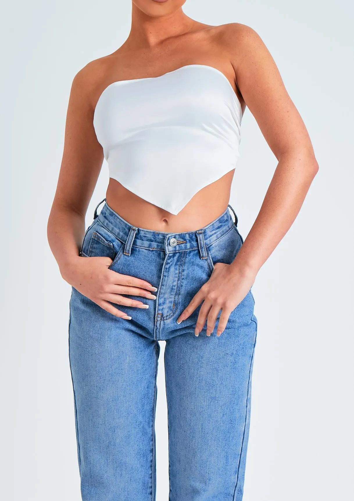 Perrie Denim Mid Wash Straight Leg Split Detail Jeans sold by Missy Empire product image thumbnail 2
