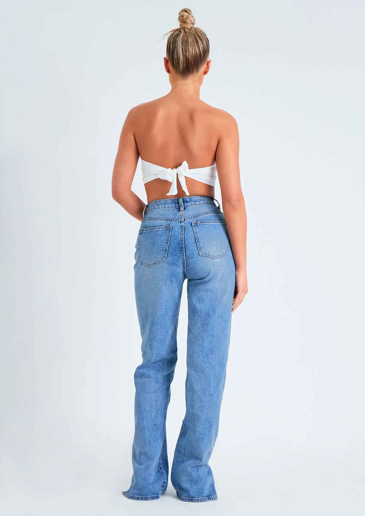 Perrie Denim Mid Wash Straight Leg Split Detail Jeans sold by Missy Empire product image thumbnail 5