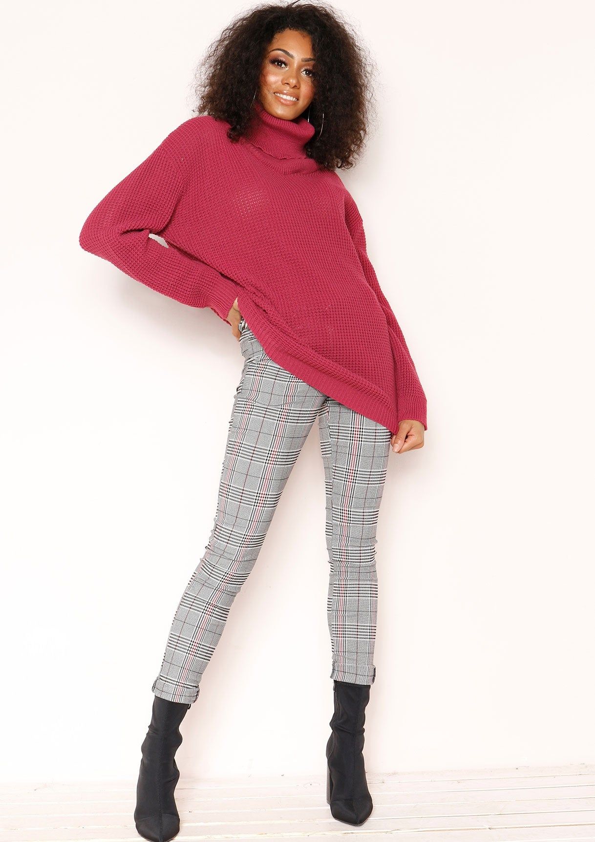 Harper Raspberry Knit Roll Neck Jumper sold by Missy Empire product image thumbnail 2