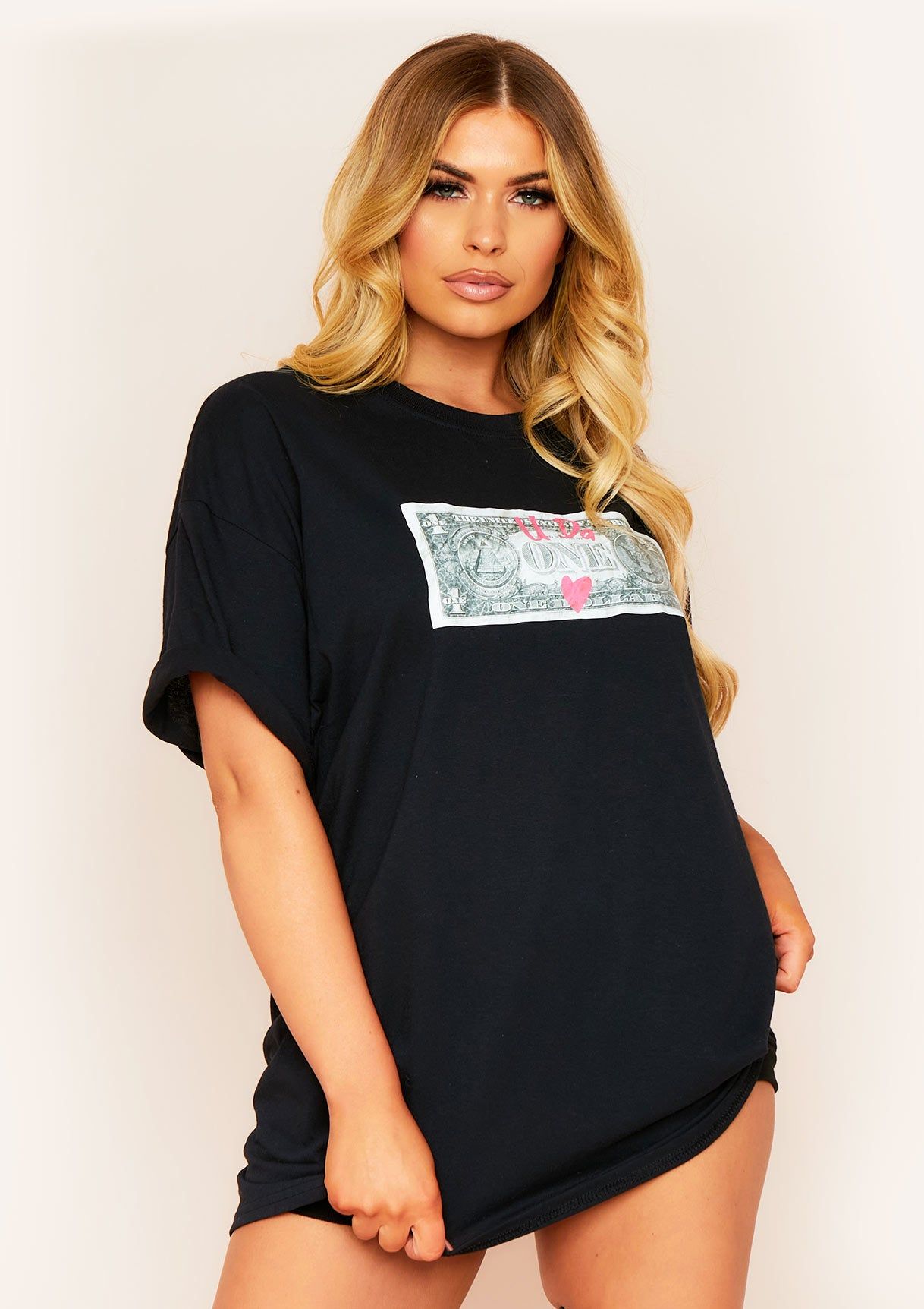 Kera Black U Da One Slogan Graphic Oversized T-Shirt sold by Missy Empire