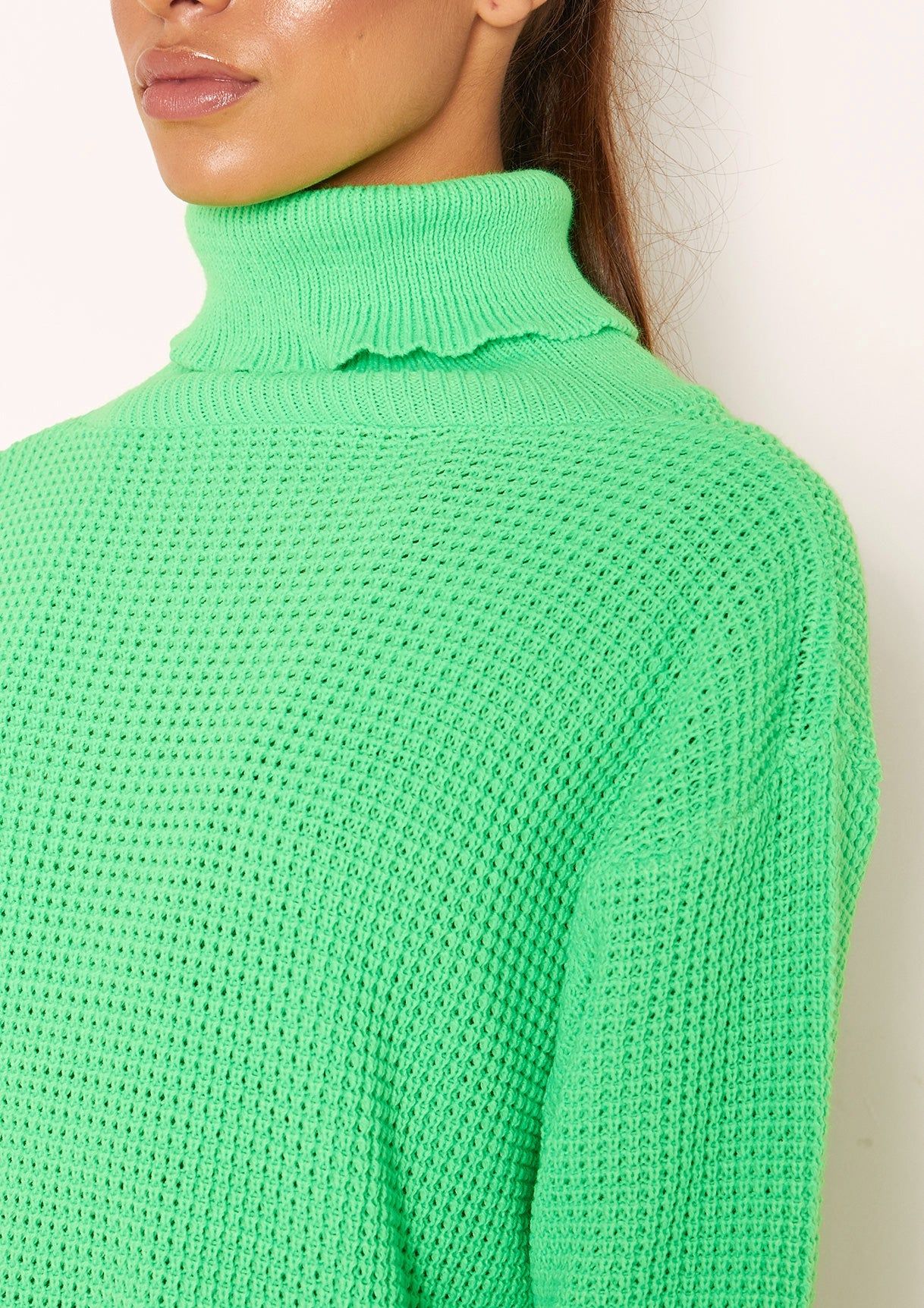 Harper Neon Green Knit Roll Neck Jumper sold by Missy Empire product image thumbnail 5