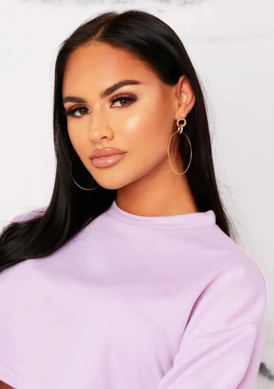 Elanur Gold Link Hoop Earrings sold by Missy Empire