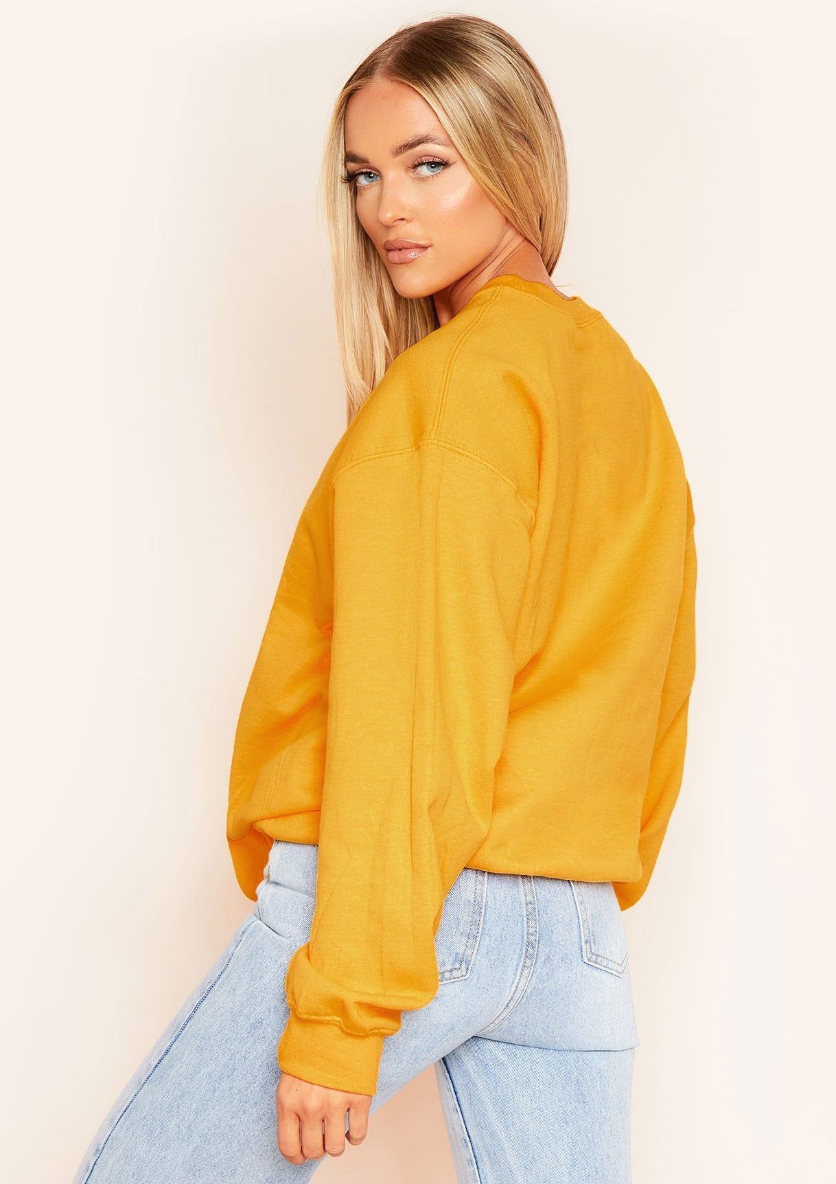 Halyn Bright Gold St. Moritz Slogan Oversized Sweatshirt sold by Missy Empire product image thumbnail 2