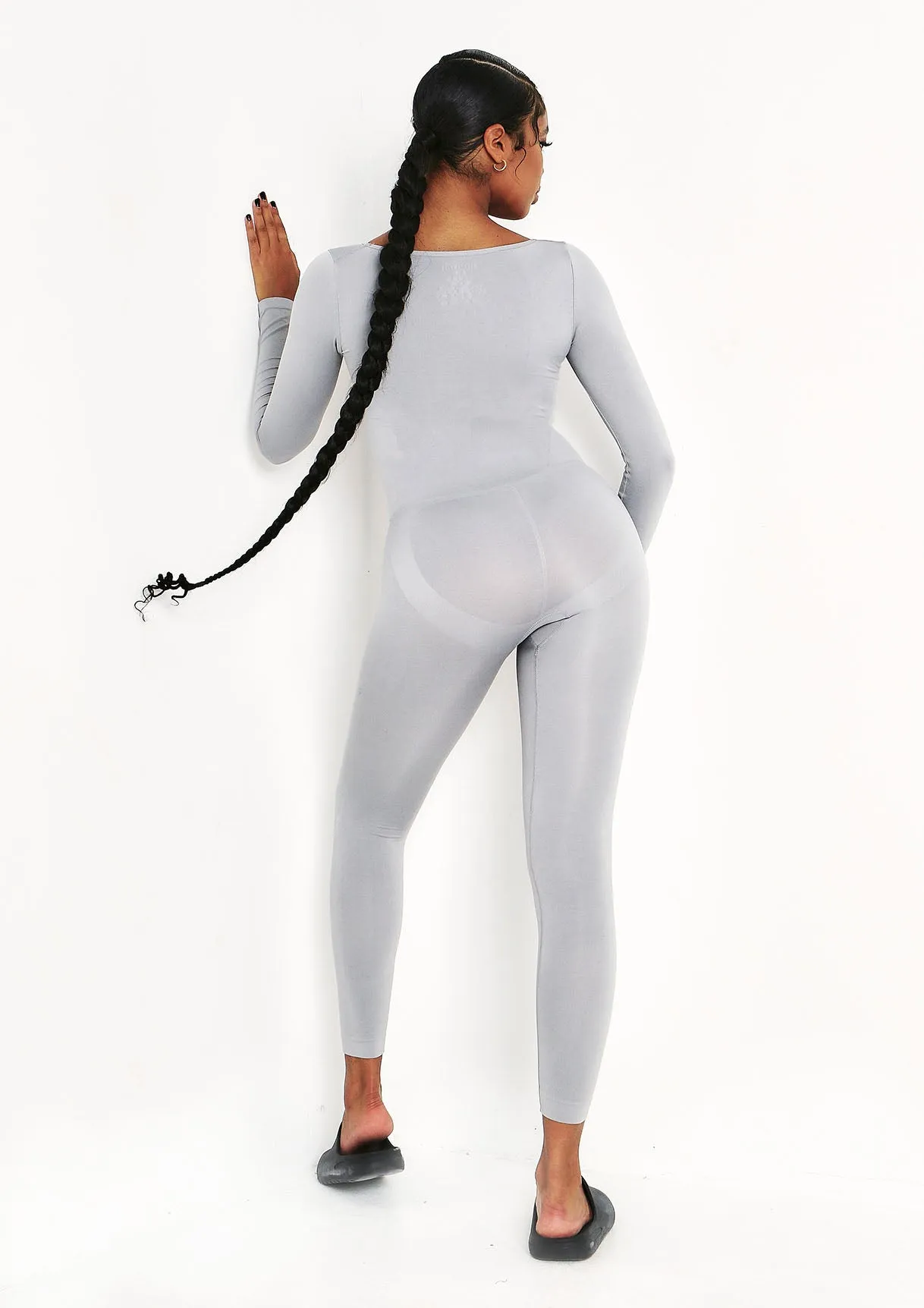 Amelia Grey Seamless Long Sleeve Plunge Jumpsuit sold by Missy Empire product image thumbnail 3