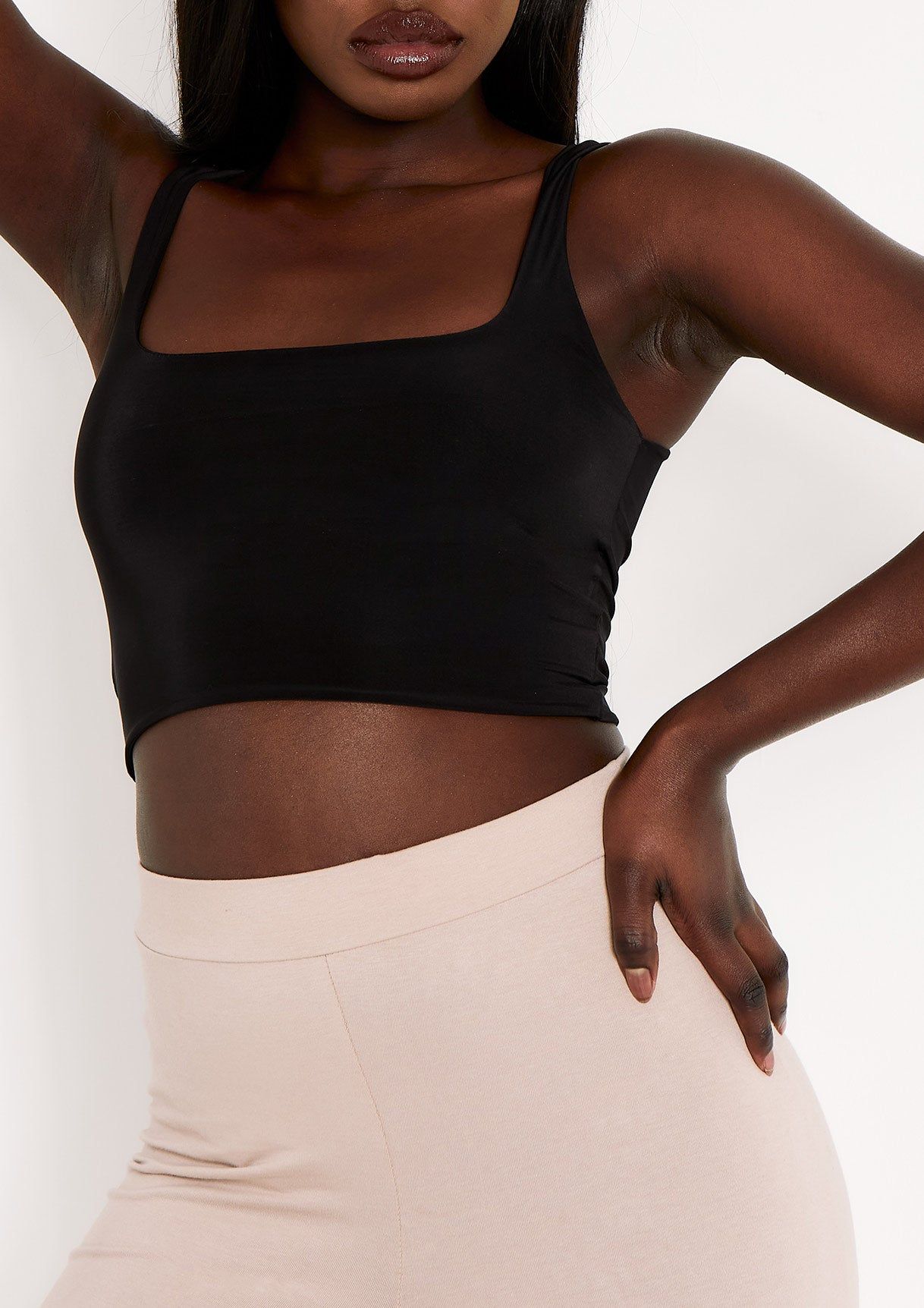 Selena Black Square Neck Crop Top sold by Missy Empire product image thumbnail 3