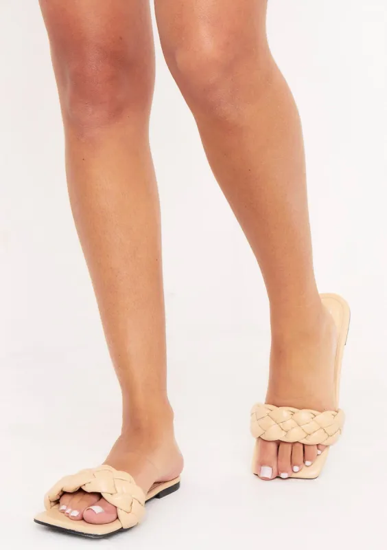 Audrina Nude Plait Flat Sandals sold by Missy Empire