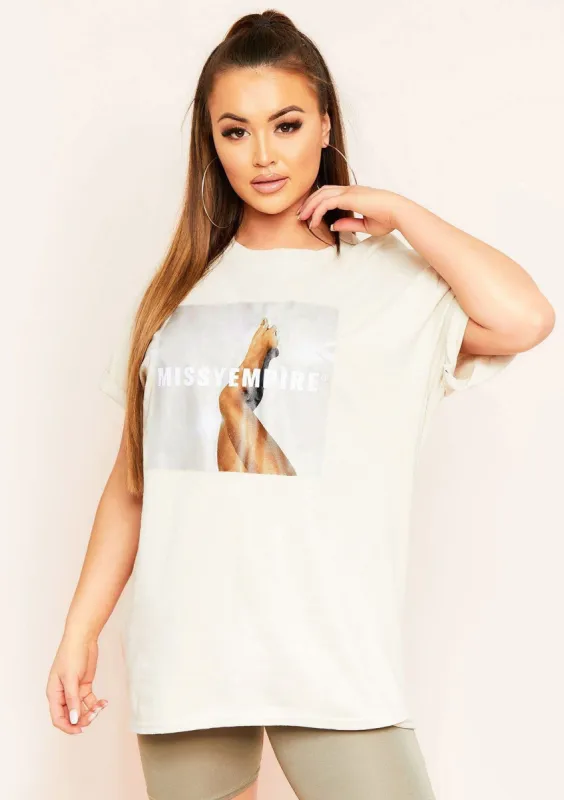 Sita Sand Legs Missy Empire Graphic Oversized T-shirt sold by Missy Empire