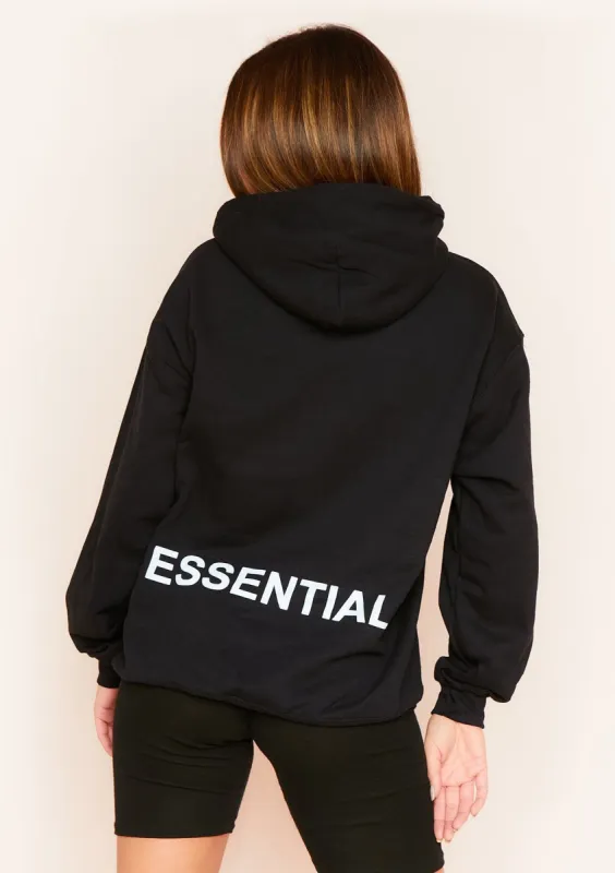 Beren Black Essential Slogan Oversized Hoodie sold by Missy Empire