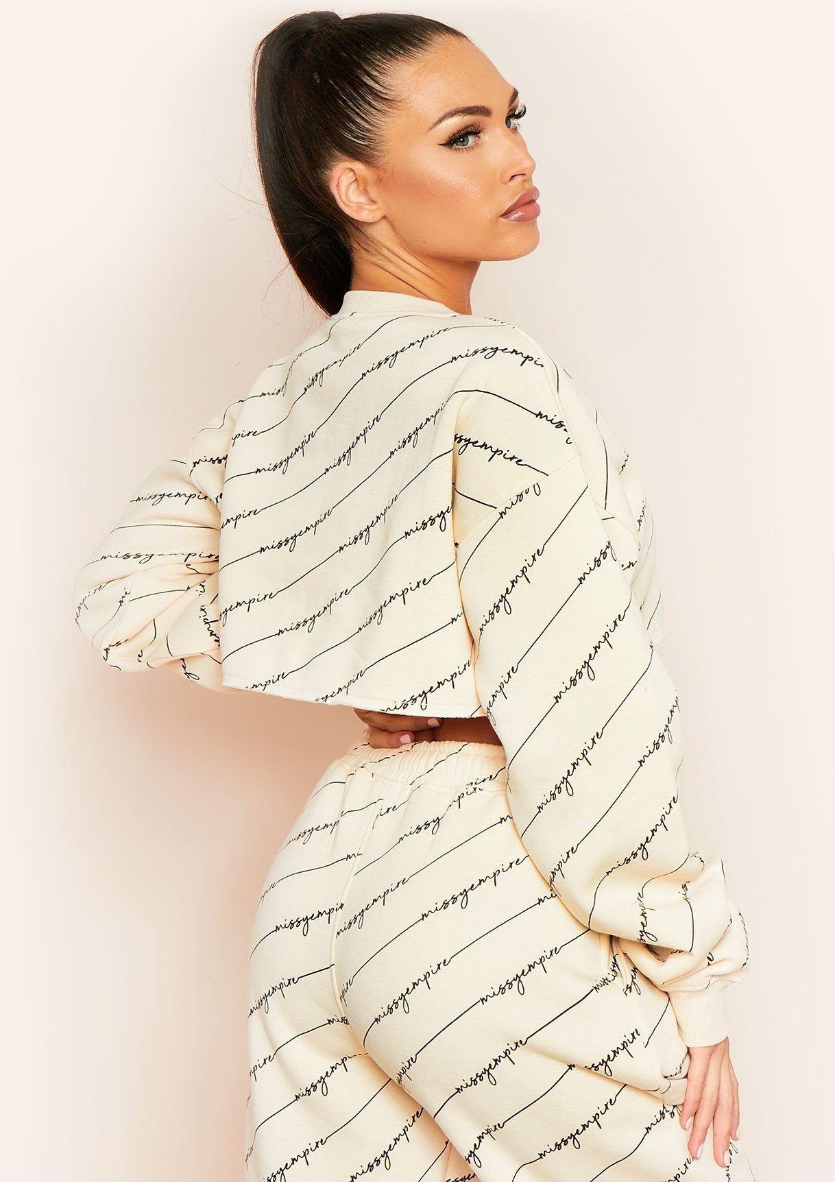 Sienna Cream Missy Empire Handwriting Branded Cropped Sweater sold by Missy Empire product image thumbnail 2