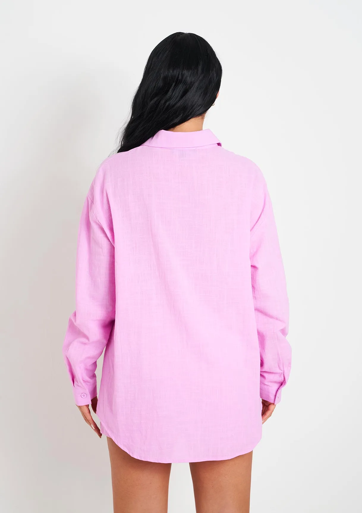 Giana Lilac Linen Oversized Shirt sold by Missy Empire product image thumbnail 3