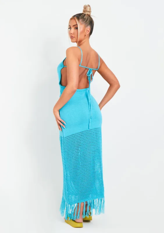Kia Blue Knitted Maxi Dress sold by Missy Empire