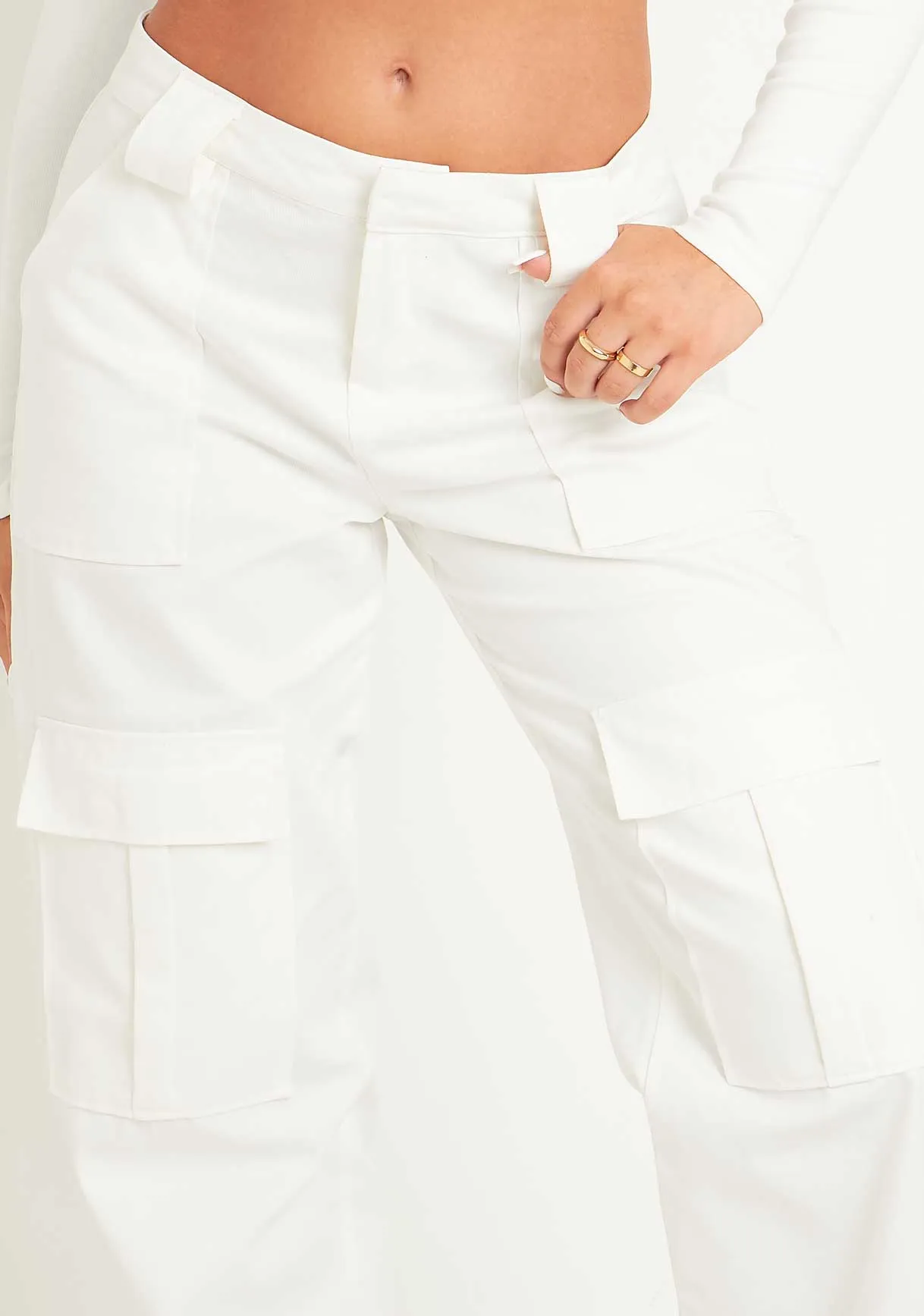 Alaia White Low Rise Cargo Trousers sold by Missy Empire product image thumbnail 2
