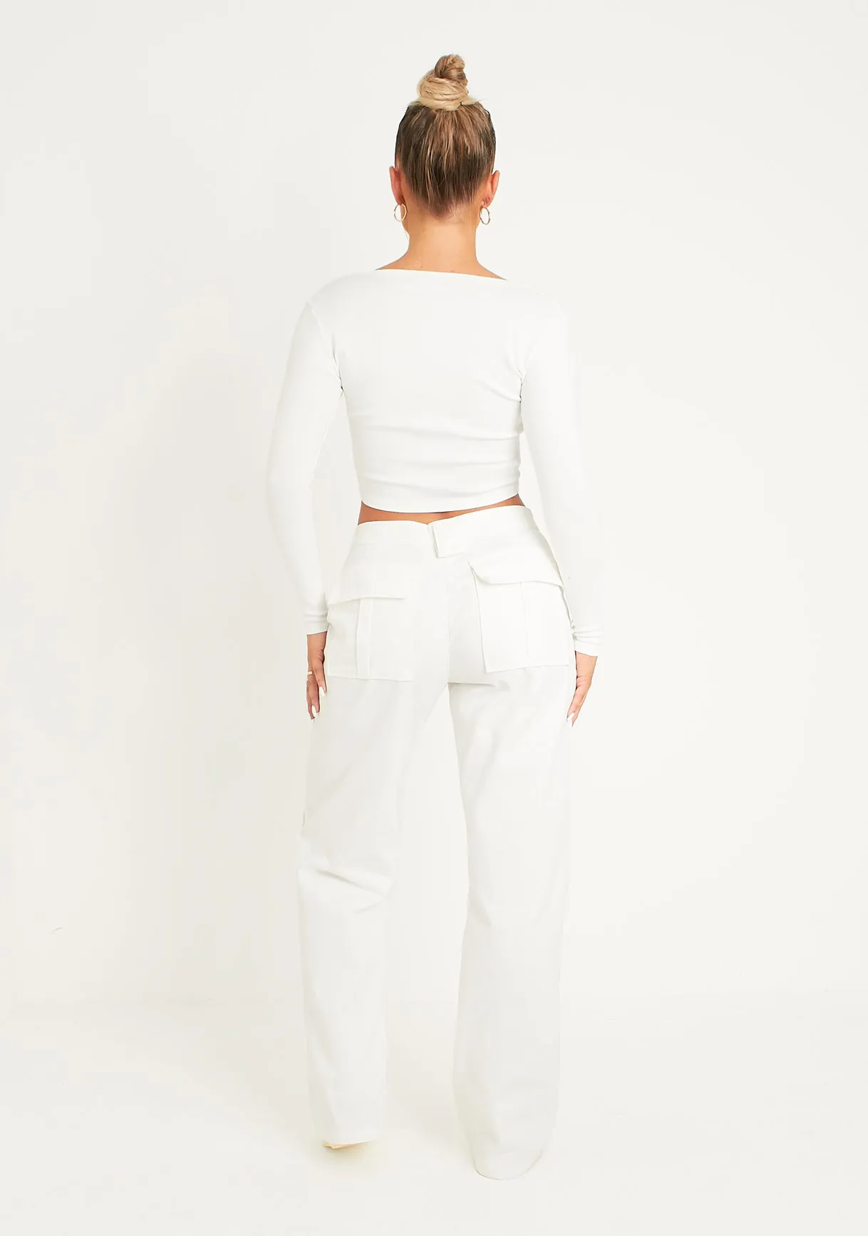Alaia White Low Rise Cargo Trousers sold by Missy Empire product image thumbnail 3