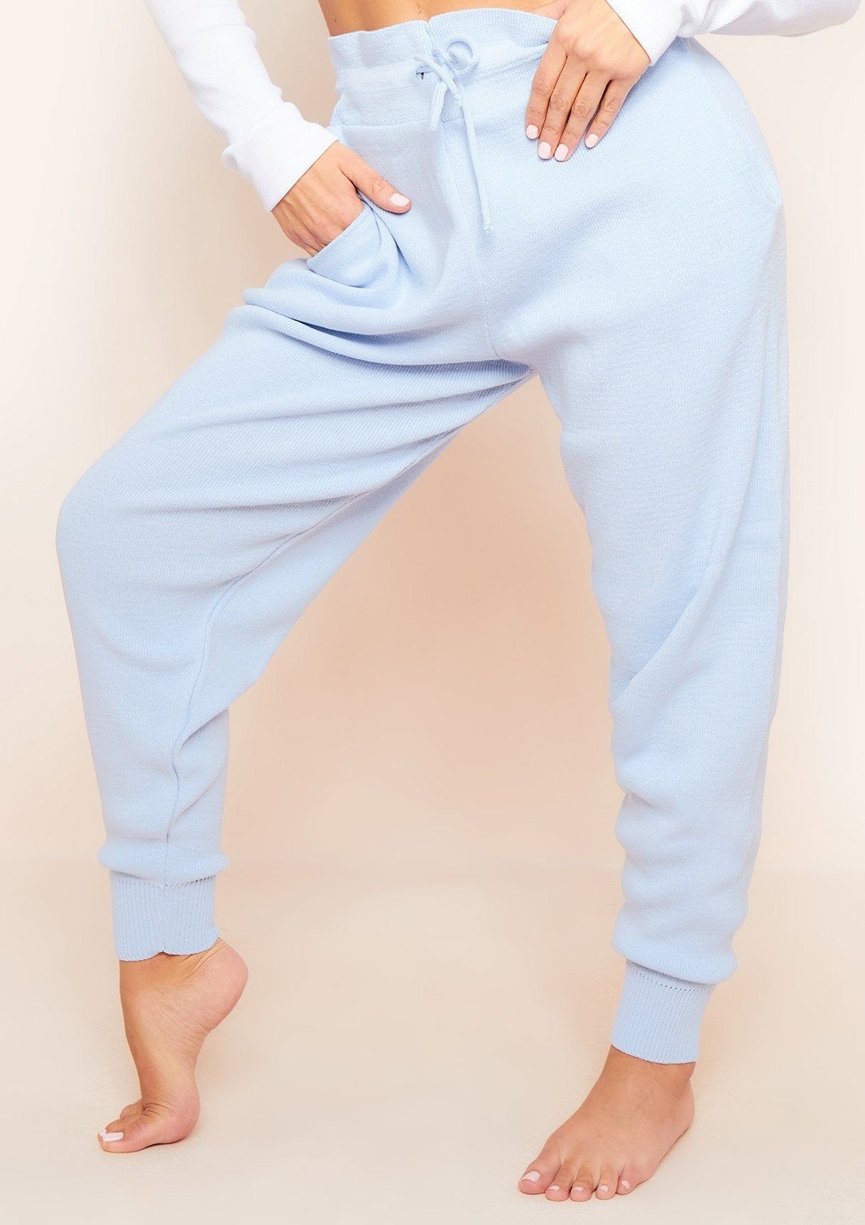 Jenniya Pale Blue Knitted Jogger Bottoms sold by Missy Empire product image thumbnail 2