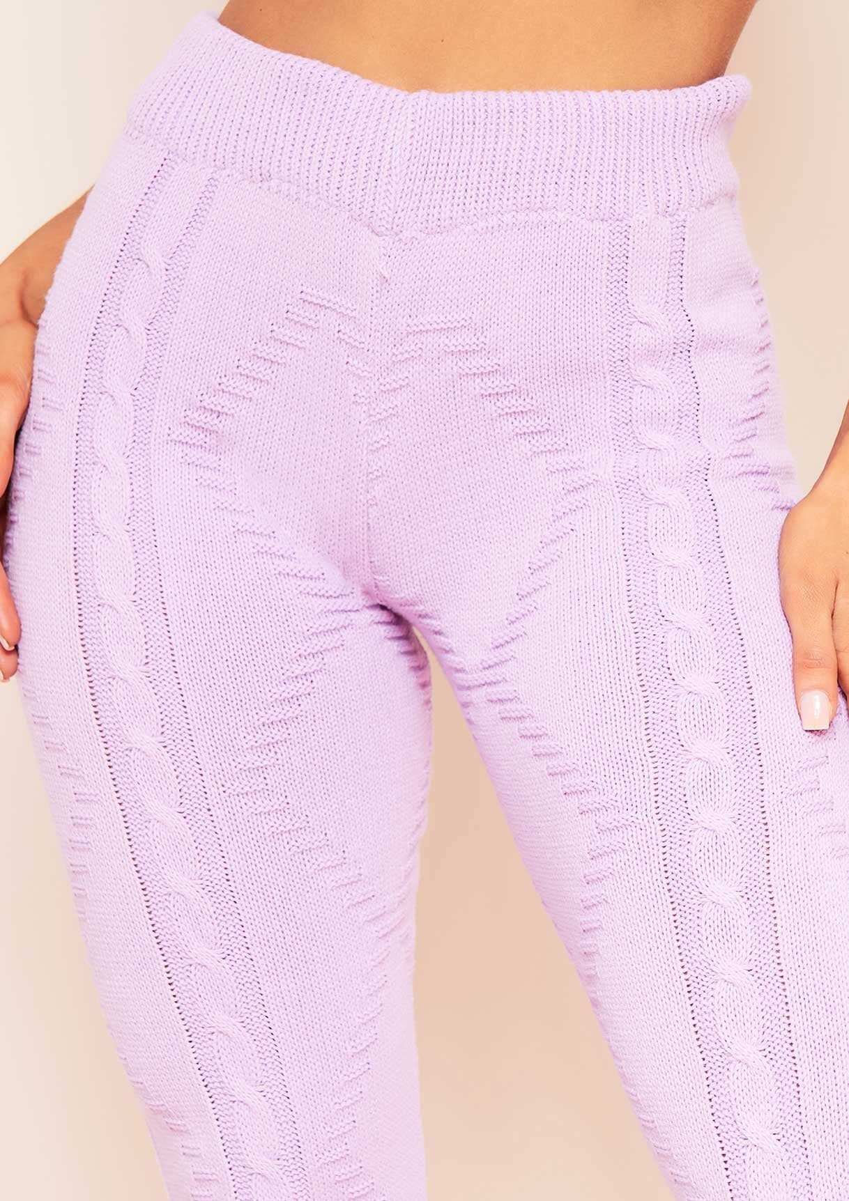 Flynn Lilac Cable Knitted Ribbed Joggers sold by Missy Empire product image thumbnail 2
