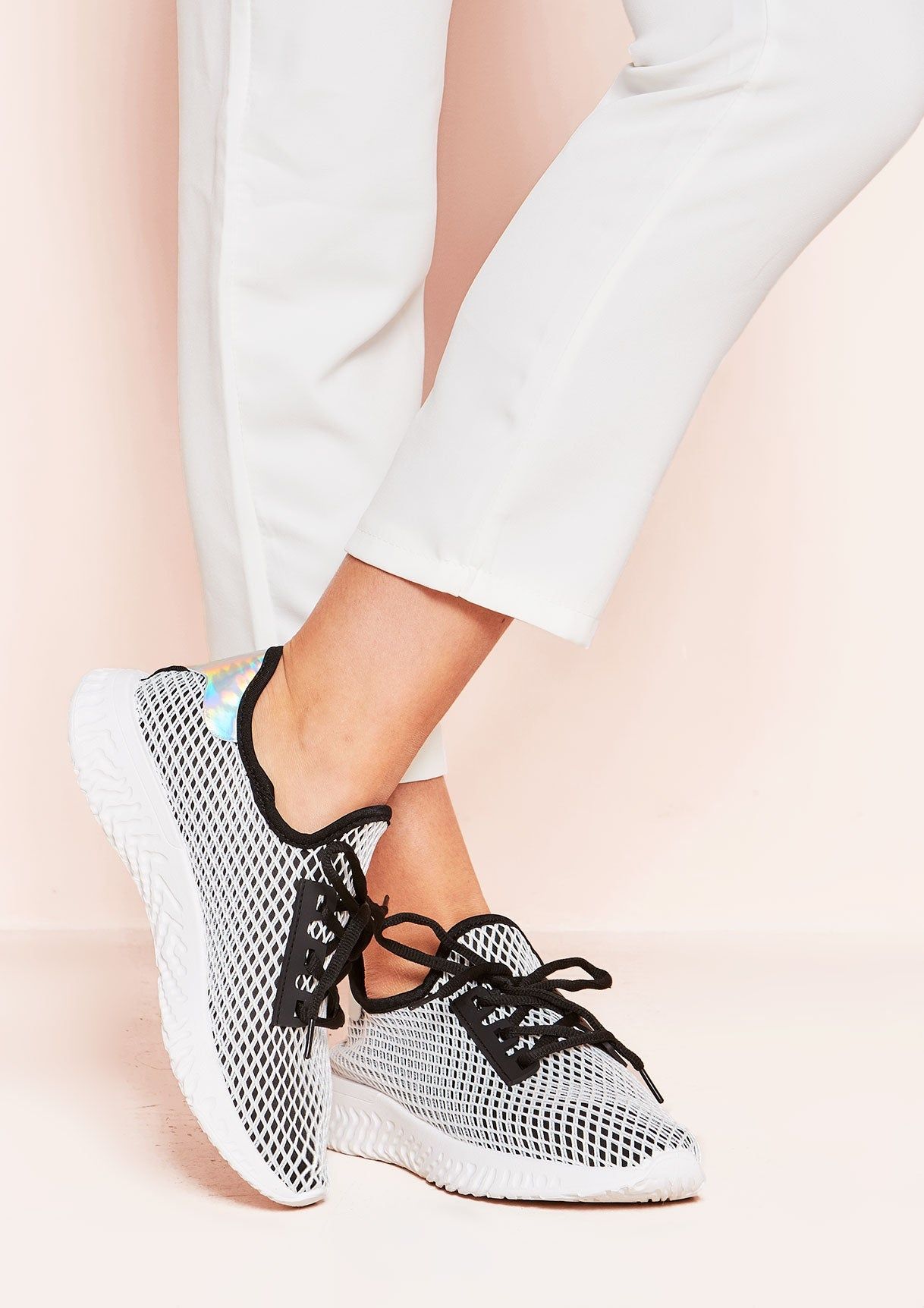 Ada Black White Mesh Runner Trainers sold by Missy Empire product image thumbnail 2