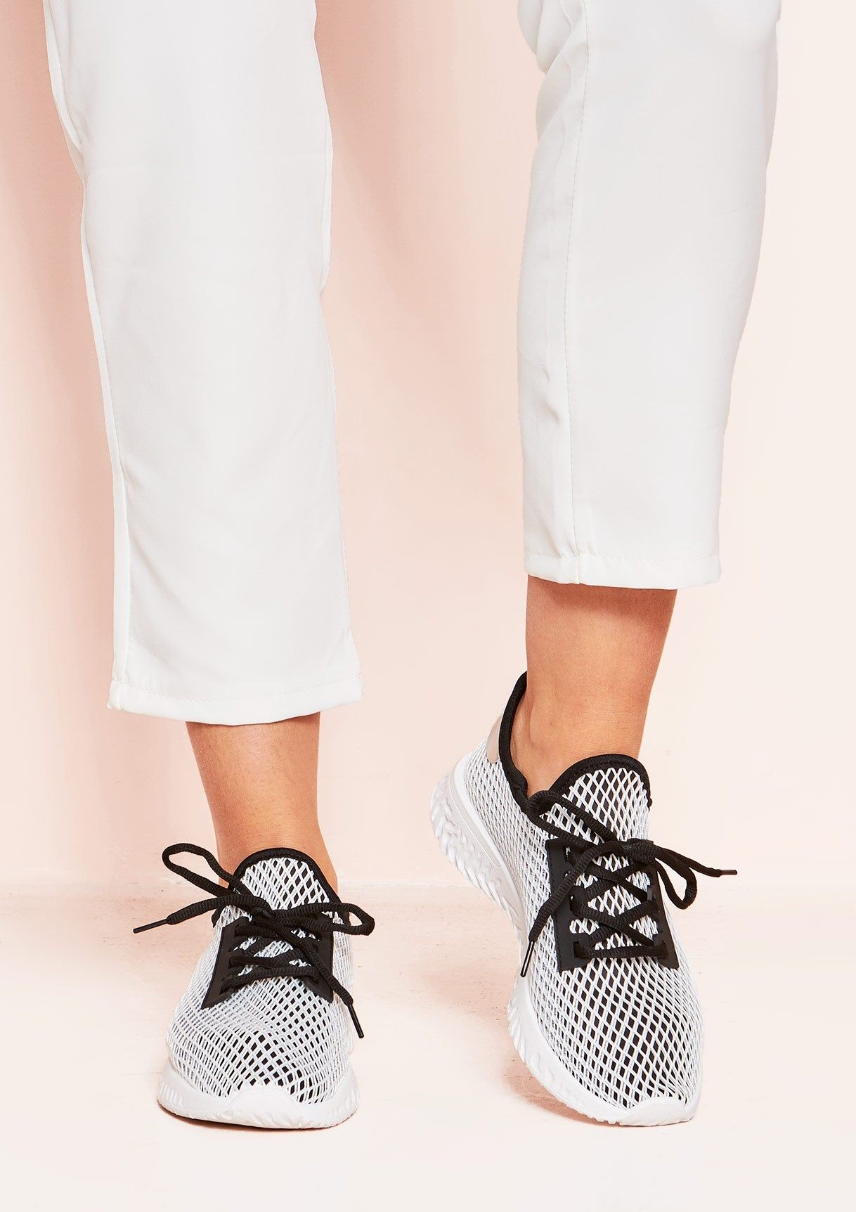 Ada Black White Mesh Runner Trainers sold by Missy Empire product image thumbnail 3