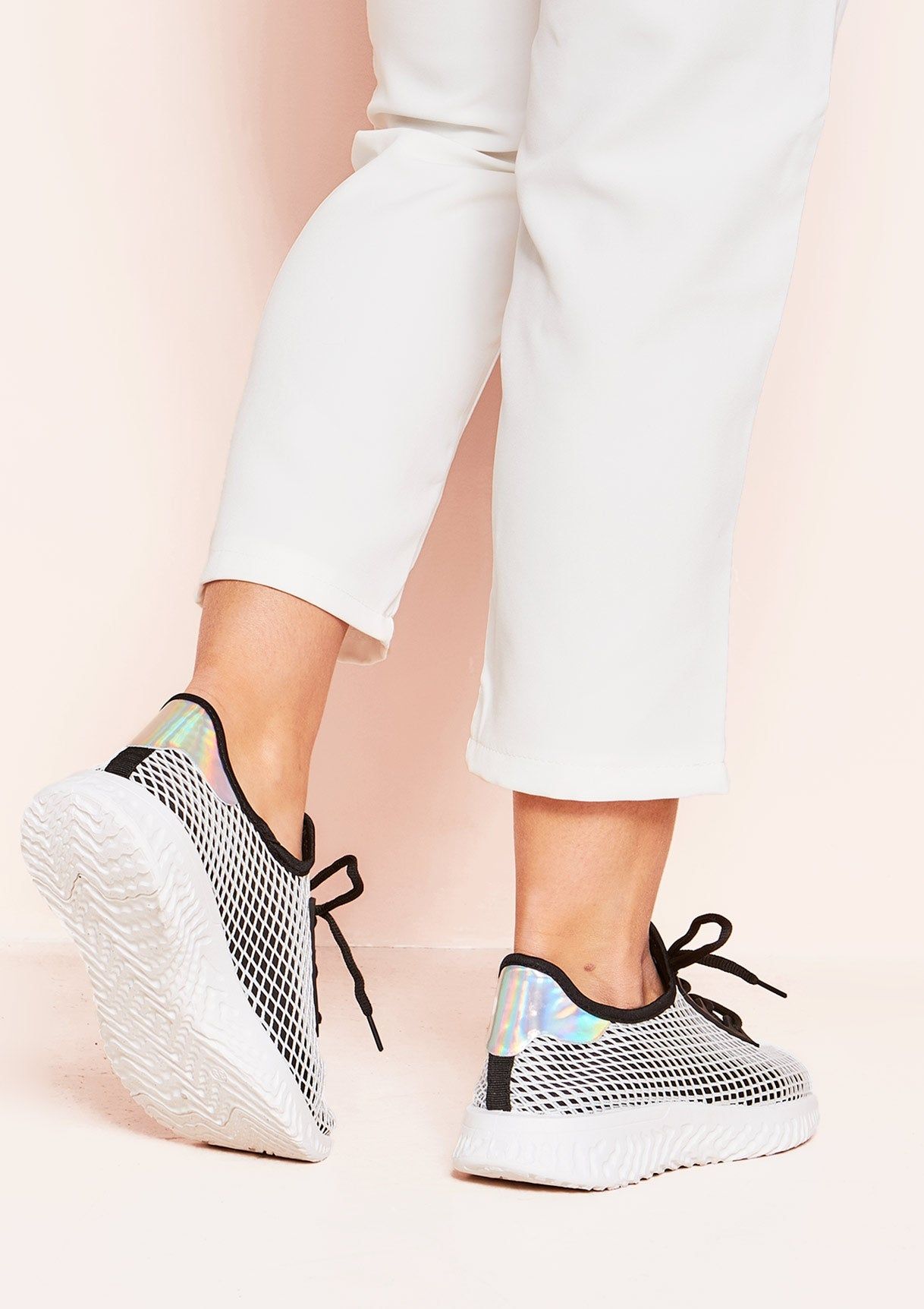 Ada Black White Mesh Runner Trainers sold by Missy Empire product image thumbnail 4