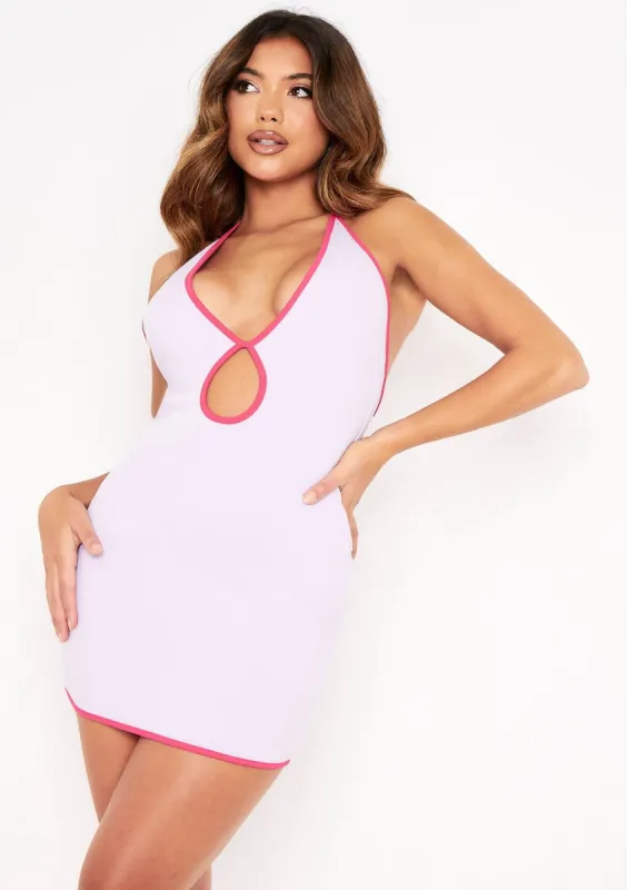 Maya Lilac Extreme Plunge Ring Detail Mini Dress sold by Missy Empire