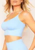 Pav Pastel Blue Missy Sport Cross Strap Seamless Gym Crop Top sold by Missy Empire