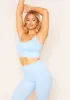 Pav Pastel Blue Missy Sport Cross Strap Seamless Gym Crop Top sold by Missy Empire